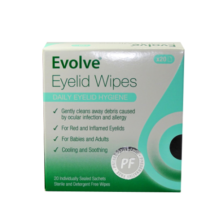 Evolve Eyelid Wipes 20's